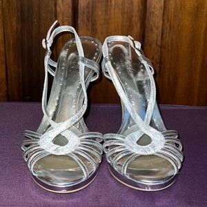 Silver snake print strappy sandal